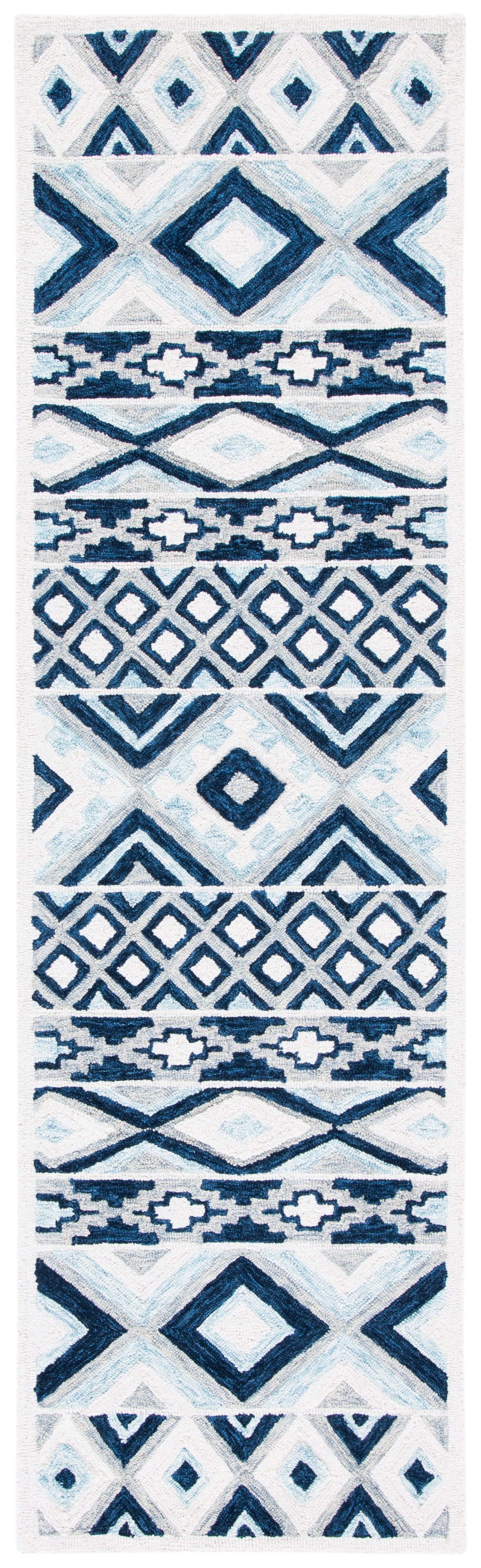 SAFAVIEH Roslyn Lena Geometric Runner Rug, Blue/White, 2'3" x 8'