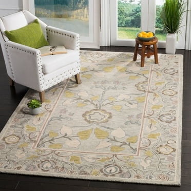 SAFAVIEH Roslyn Lennart Traditional Floral Wool Area Rug, Light Grey/Multi, 8' x 10'