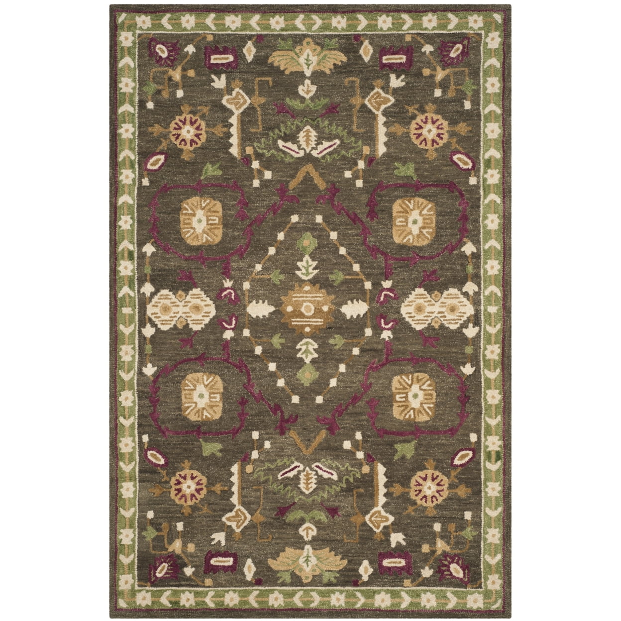 Handmade Ivory and Sage Wool Tufted Area Rug 6' x 9'