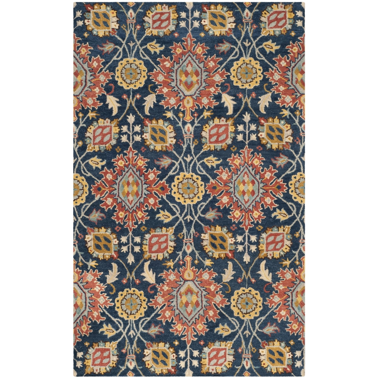 Roslyn Navy and Multi Hand-Tufted Wool 5' x 8' Area Rug