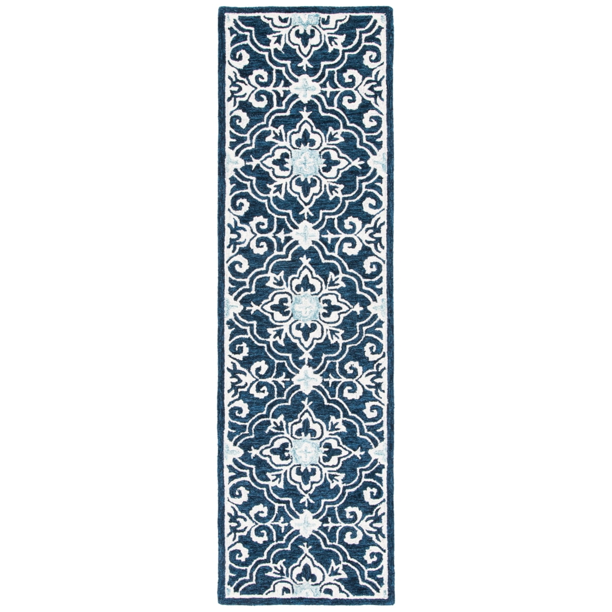 Artisanal Light Blue Wool Runner Rug - Hand-Tufted, Reversible 2'3" x 8'
