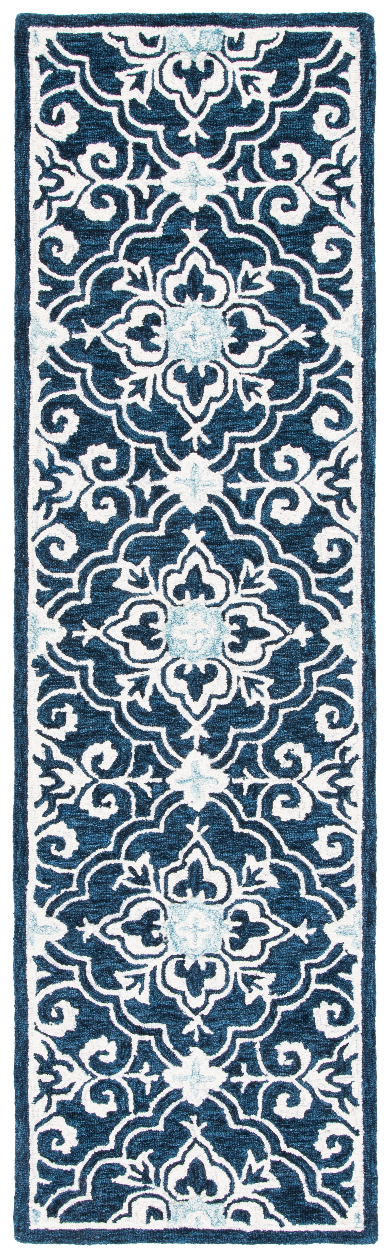 Artisanal Light Blue Wool Runner Rug - Hand-Tufted, Reversible 2'3" x 8'