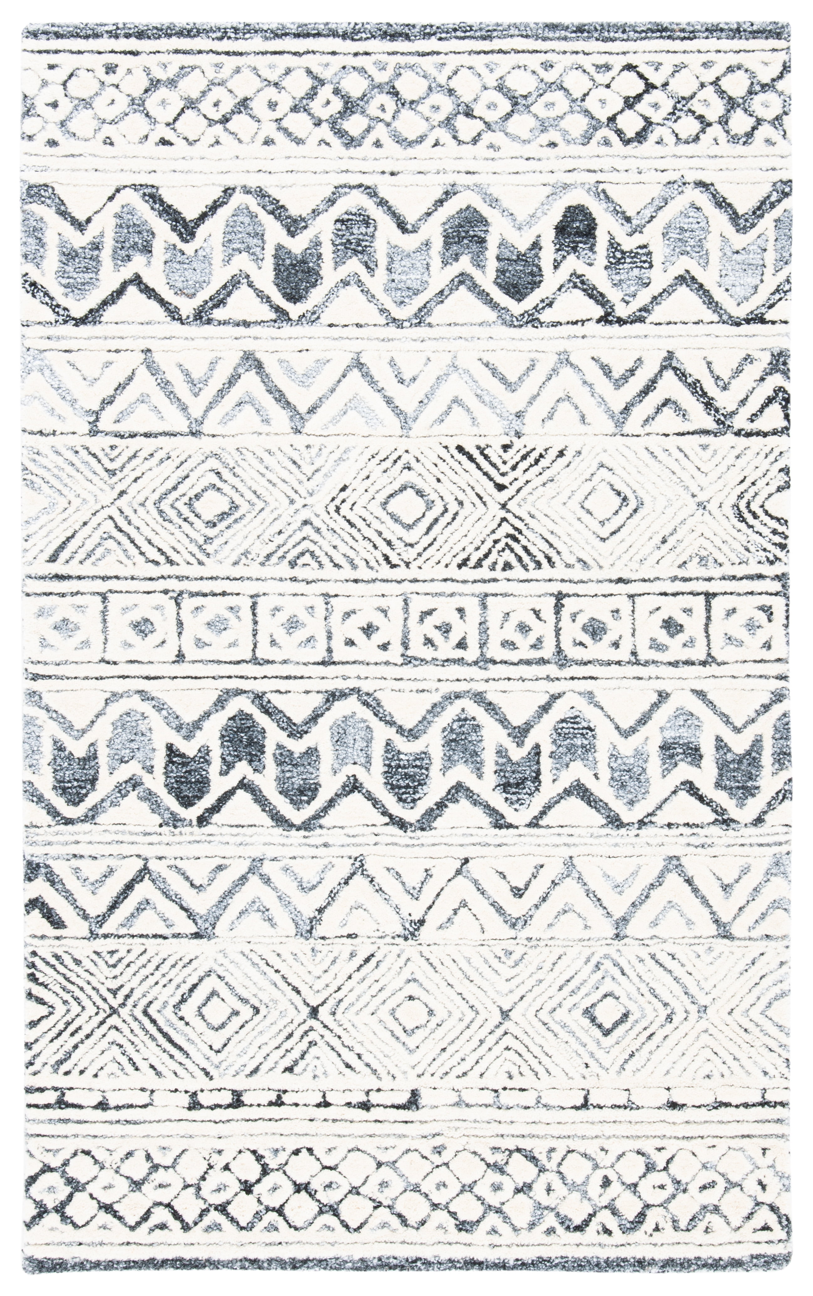 Hand-Tufted Americana Black Wool 4' x 6' Rectangular Rug