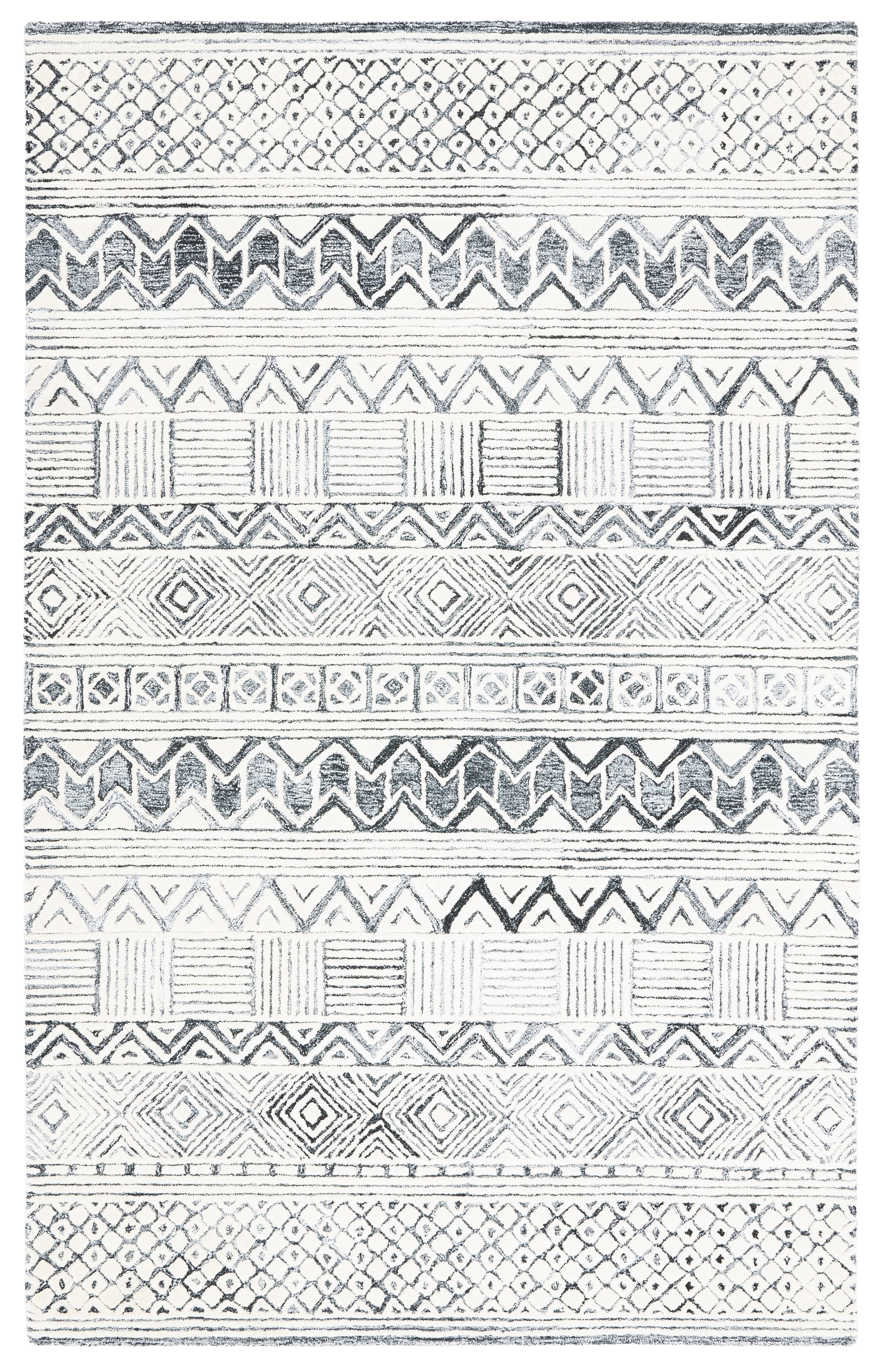 Hand-Tufted Americana Black Wool 6' x 9' Rectangular Area Rug