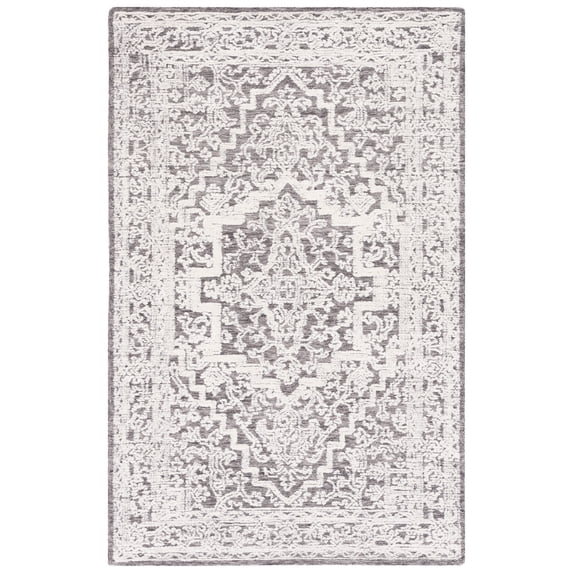 SAFAVIEH Roslyn Rionach Medallion Area Rug, Dark Grey/Ivory, 9' x 12'