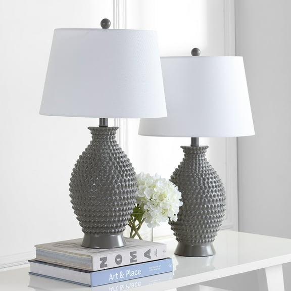 SAFAVIEH Rosten Solid 27 in. H Table Lamp, Grey, Set of 2