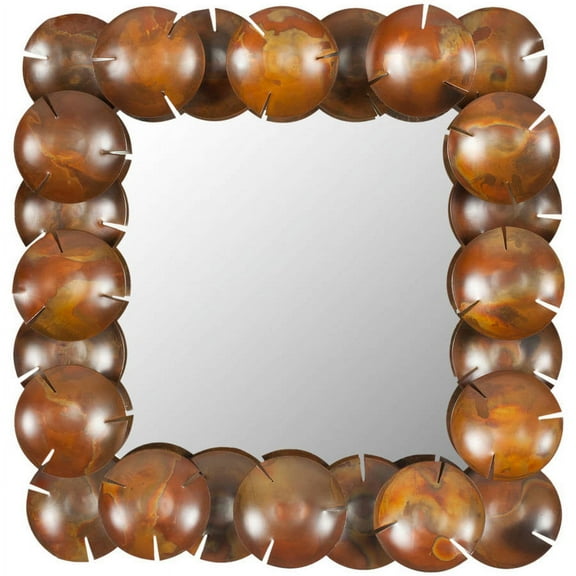 SAFAVIEH Round Rustic Cup Square Mirror, Burnt Copper