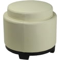 thumbnail image 1 of SAFAVIEH Round Storage Tray Ottoman Flat Cream, 1 of 9