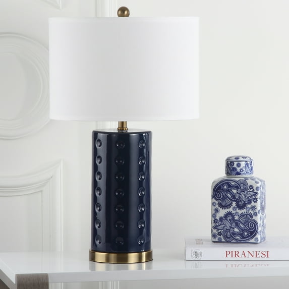 SAFAVIEH Roxanne 26 in. H Ceramic Glam Table Lamp, Navy, Set of 2