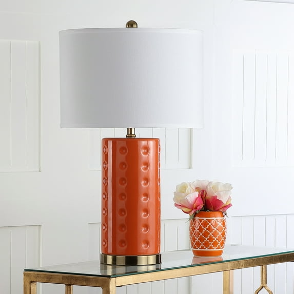 SAFAVIEH Roxanne 26 in. H Ceramic Glam Table Lamp, Orange, Set of 2