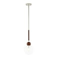 thumbnail image 1 of SAFAVIEH Roxora Dark Walnut Metal Pendant Light with Clear Glass Shade, 1 of 8