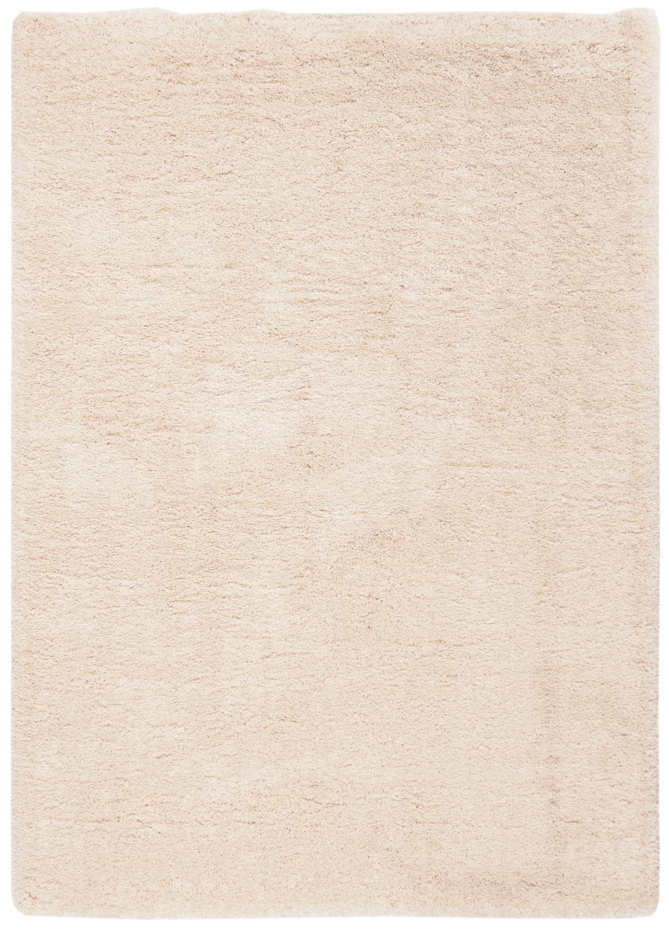 Beige Rectangular Synthetic Shag Area Rug 5'3" x 7'6"
