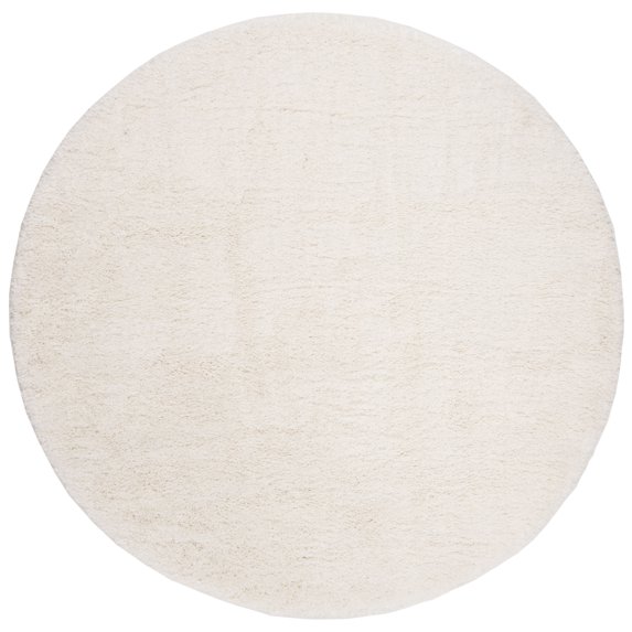 SAFAVIEH Royal Hartley Solid Plush Shag Area Rug, Ivory, 6'7" x 6'7" Round