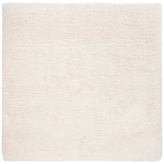 SAFAVIEH Royal Hartley Solid Plush Shag Area Rug, Ivory, 6'7" x 6'7" Square