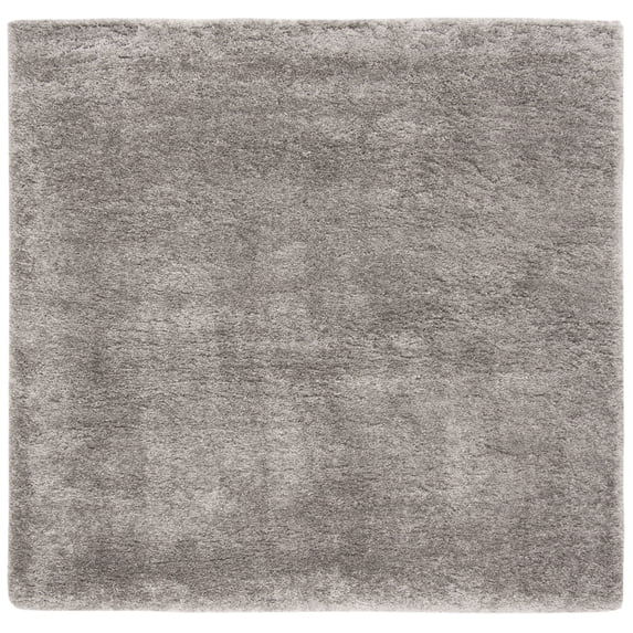 SAFAVIEH Royal Hartley Solid Plush Shag Area Rug, Silver, 6'7" x 6'7" Square