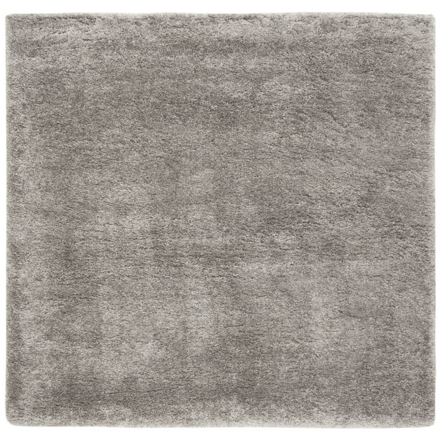SAFAVIEH Royal Hartley Solid Plush Shag Area Rug, Silver, 6'7" x 6'7" Square