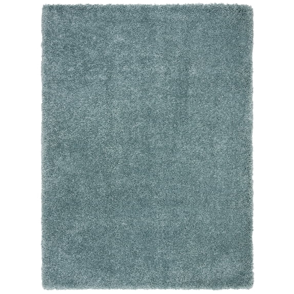 SAFAVIEH Royal Juliet Solid Plush Shag Area Rug, Aqua, 5'3" x 7'6"