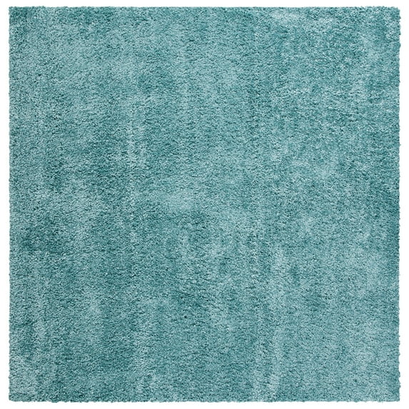 SAFAVIEH Royal Juliet Solid Plush Shag Area Rug, Aqua, 6'7" x 6'7" Square