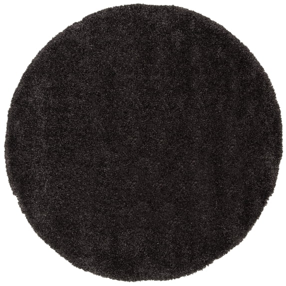 SAFAVIEH Royal Juliet Solid Plush Shag Area Rug, Charcoal, 6'7" x 6'7" Round