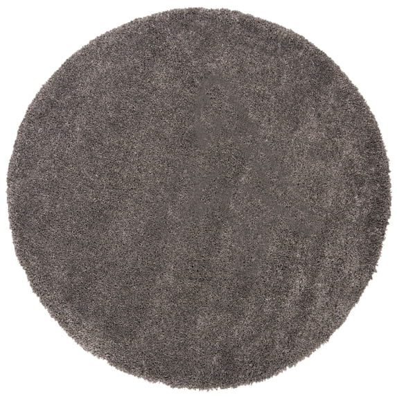 SAFAVIEH Royal Juliet Solid Plush Shag Area Rug, Dark Grey, 6'7" x 6'7" Round