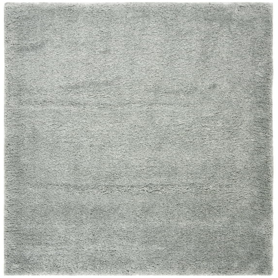 SAFAVIEH Royal Juliet Solid Plush Shag Area Rug, Silver, 6'7" x 6'7" Square