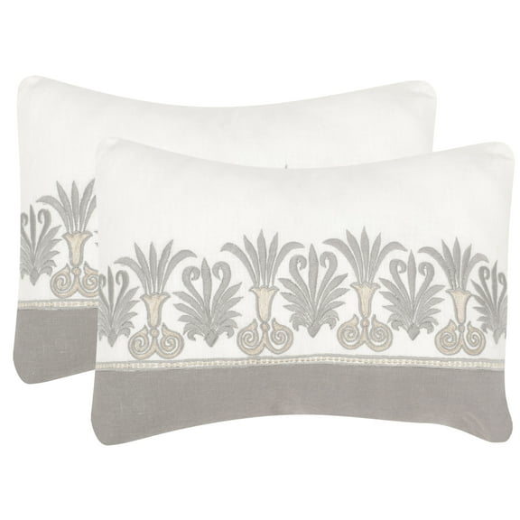 SAFAVIEH Royal Palm Abstract Pillow, 12" x 20", Sterling, Set of 2
