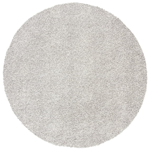 SAFAVIEH Royal Ronnette Solid Plush Shag Area Rug, Light Grey, 6'7" x 6'7" Round