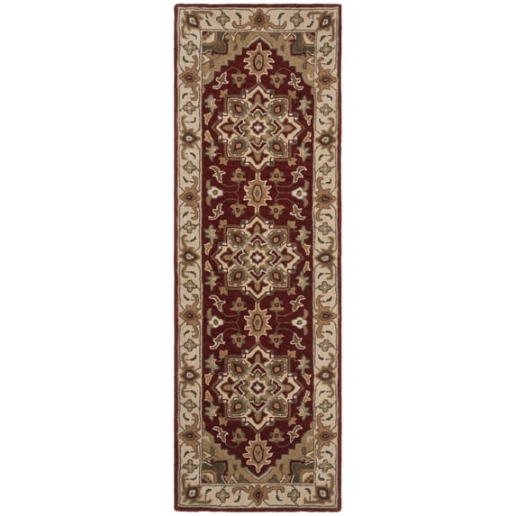 SAFAVIEH Royalty Corine Floral Bordered Runner Rug, Red/Beige, 2'3" x 7'