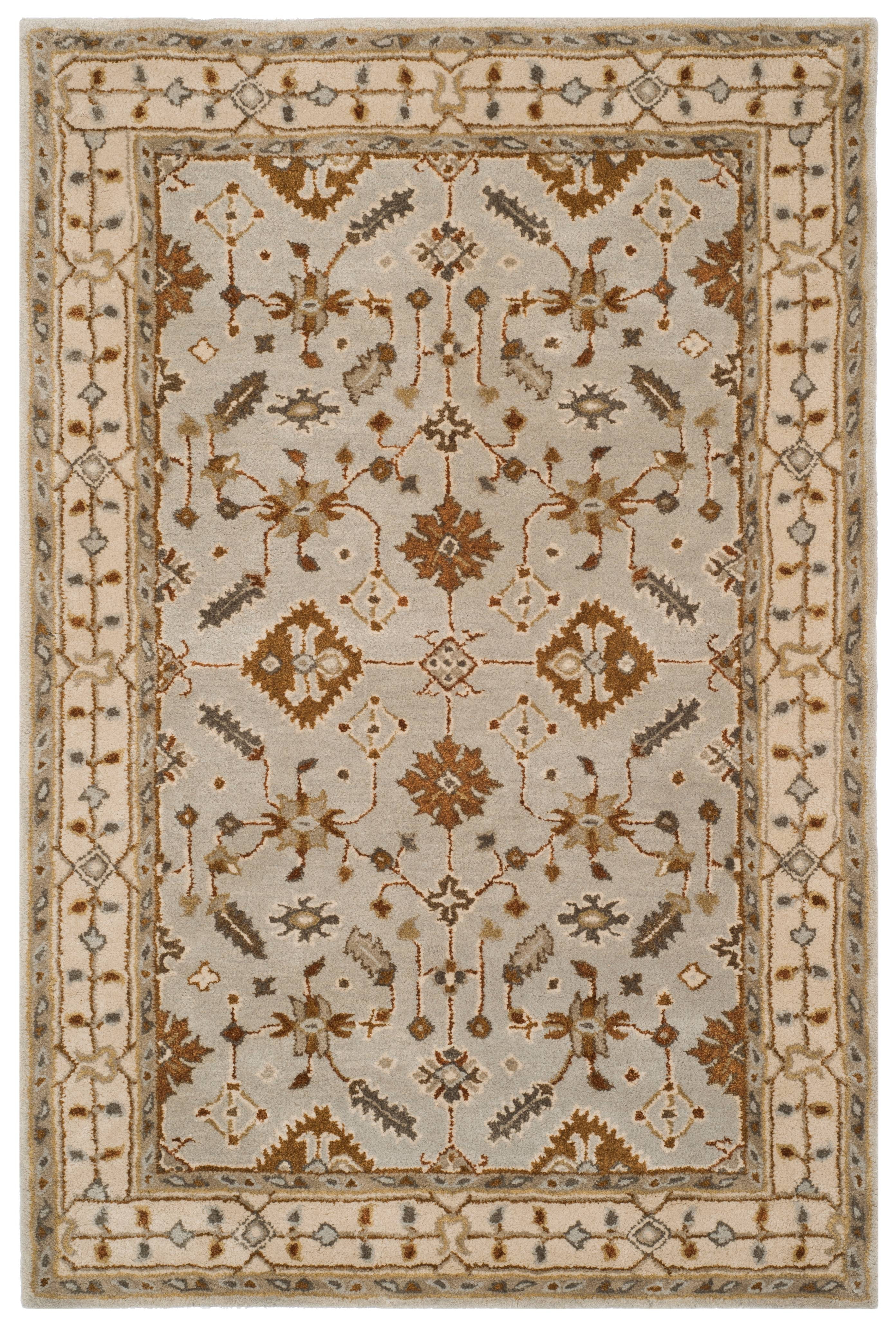 Handmade Light Grey and Cream Wool 4' x 6' Tufted Area Rug