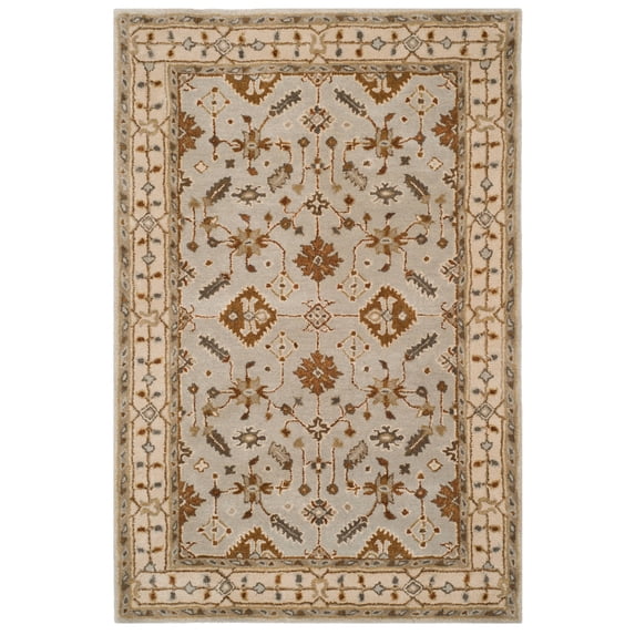 SAFAVIEH Royalty Earleen Traditional Wool Area Rug, Cream/Light Grey, 4' x 6'