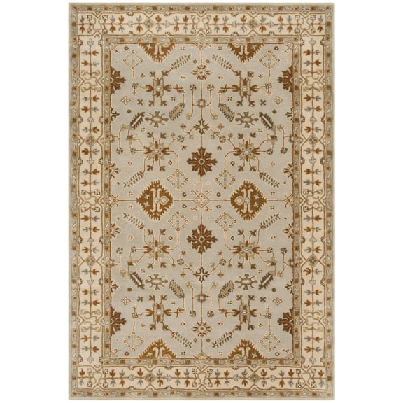 SAFAVIEH Royalty Earleen Traditional Wool Area Rug, Cream/Light Grey, 6' x 9'