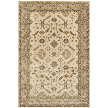 SAFAVIEH Royalty Earleen Traditional Wool Area Rug, Cream/Light Grey, 6' x 9'