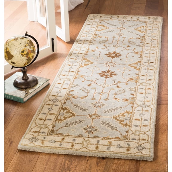 SAFAVIEH Royalty Earleen Traditional Wool Runner Rug, Cream/Light Grey, 2'3" x 7'