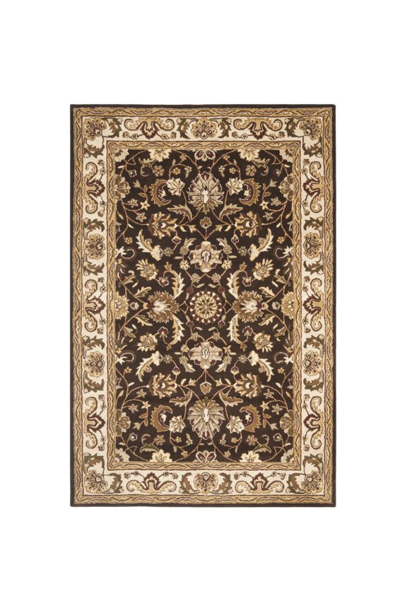 Royalty Eustacia Floral Wool Area Rug, Chocolate/Beige, 4' x 6'