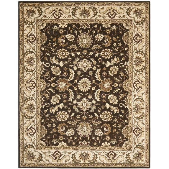 SAFAVIEH Royalty Eustacia Floral Wool Area Rug, Chocolate/Beige, 8' x 10'