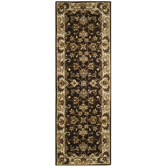 SAFAVIEH Royalty Eustacia Floral Wool Runner Rug, Chocolate/Beige, 2'3" x 7'