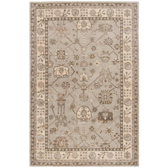 SAFAVIEH Royalty Juniper Traditional Wool Area Rug, Silver/Cream, 8' x 10'