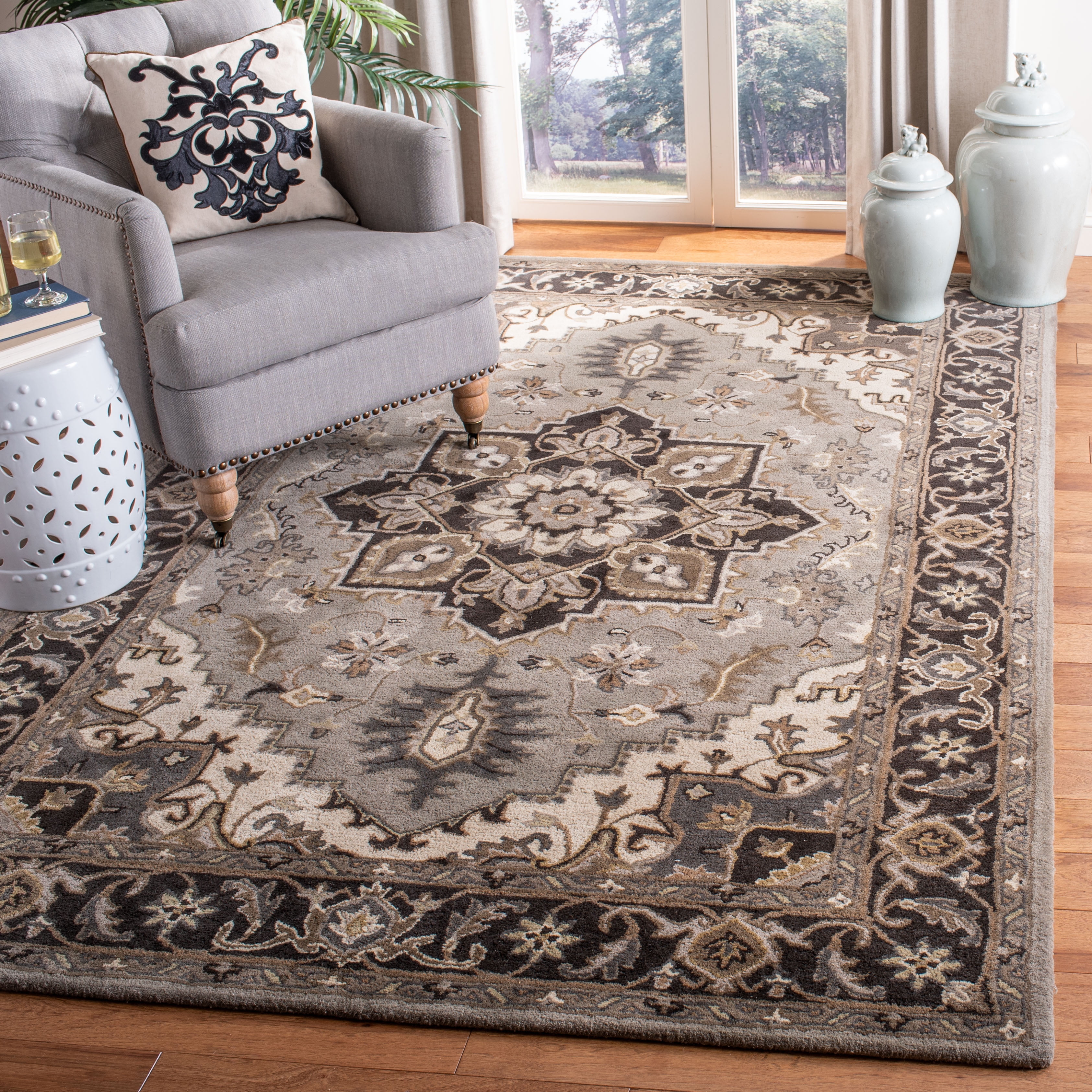 Handmade Tufted Brown Wool and Synthetic Area Rug 6' x 9'