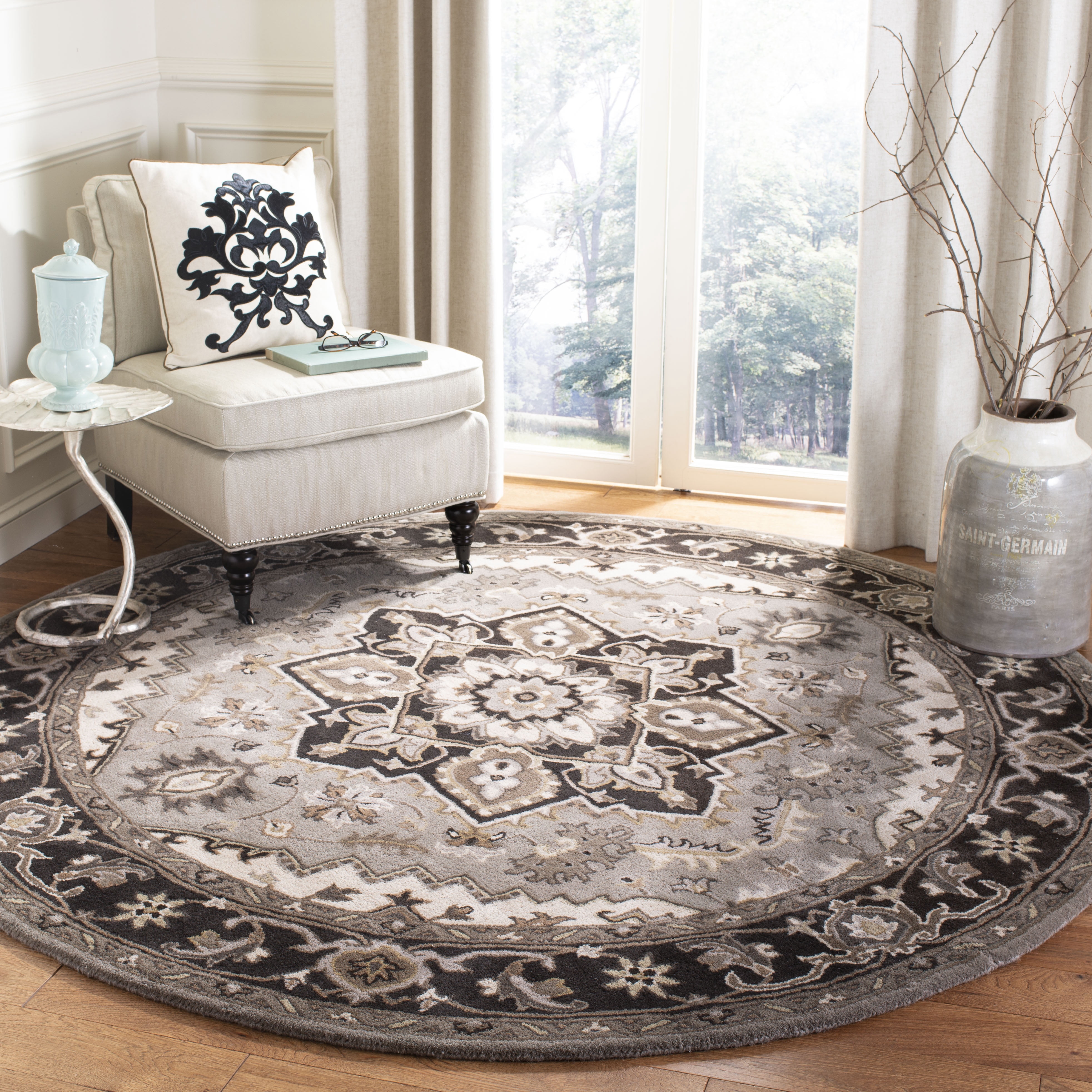 SAFAVIEH Royalty ROY700G Handmade Silver / Charcoal Rug