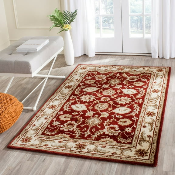 SAFAVIEH Royalty Taylor Traditional Wool Area Rug, Red/Ivory, 6' x 9'