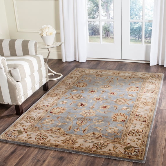 SAFAVIEH Royalty Wenona Traditional Wool Area Rug, Blue/Beige, 7' x 7' Square