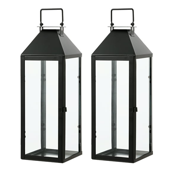 SAFAVIEH Ruane Black Iron Outdoor Hanging Lantern (Set of 2)