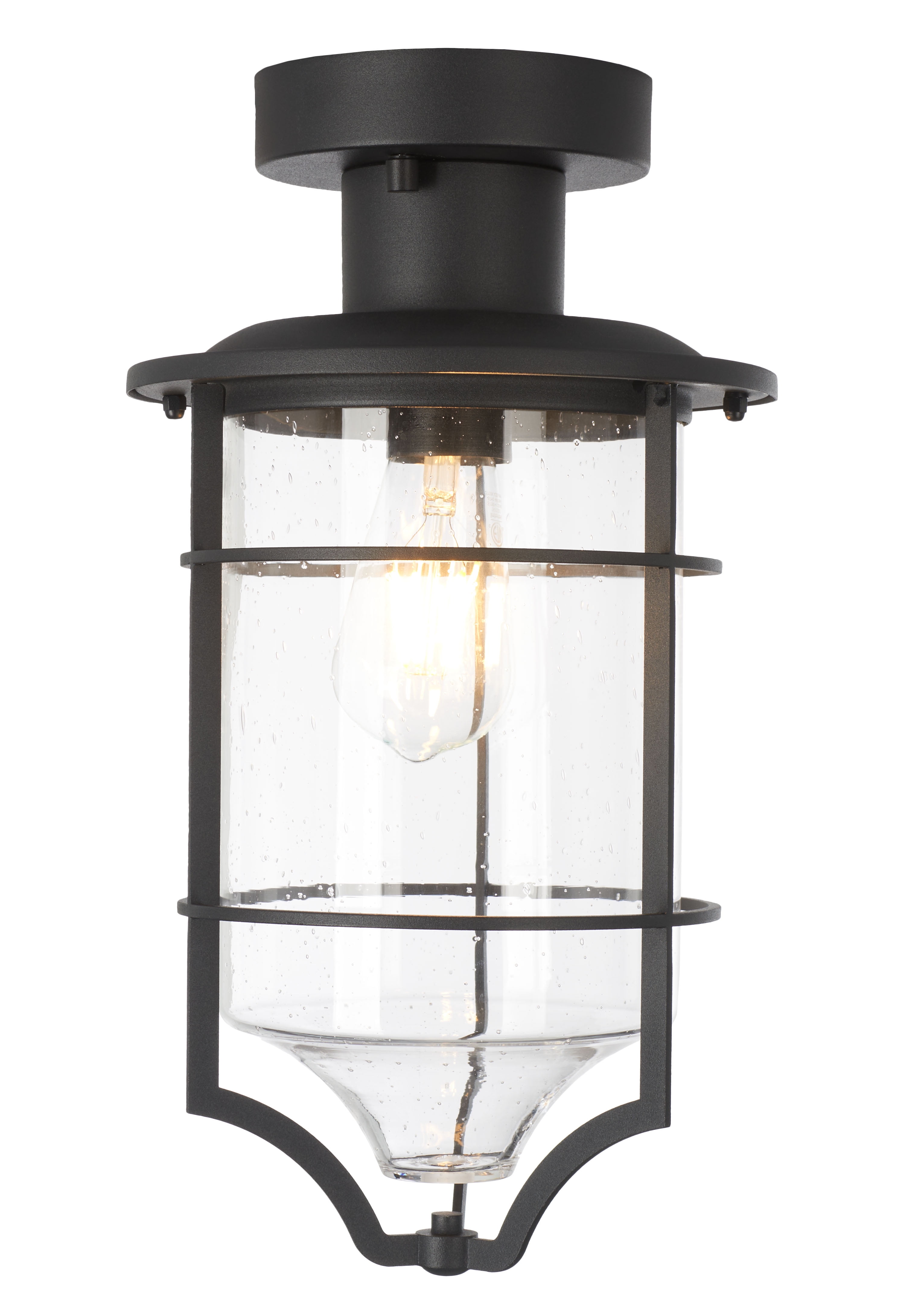 SAFAVIEH Rueda 8 in. Rustic Bronze Steel Mount Light with Black Shade