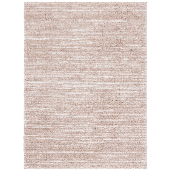 SAFAVIEH Rumi Barrett Striped Polyester Shag Area Rug, Beige/Ivory, 4' x 6'