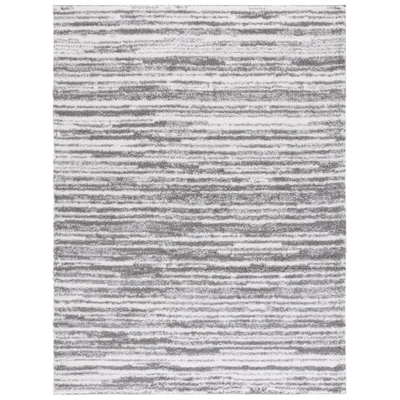 SAFAVIEH Rumi Barrett Striped Polyester Shag Area Rug, Dark Gray/Ivory, 8' x 10'