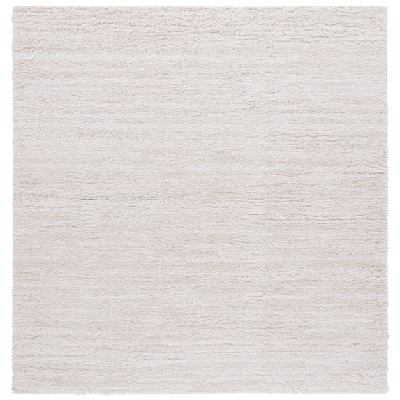 SAFAVIEH Rumi Barrett Striped Polyester Shag Area Rug, Ivory/Light Beige, 6'7" x 6'7" Square