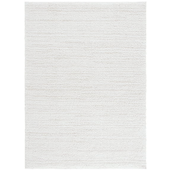SAFAVIEH Rumi Barrett Striped Polyester Shag Area Rug, Ivory/Light Beige, 8' x 10'