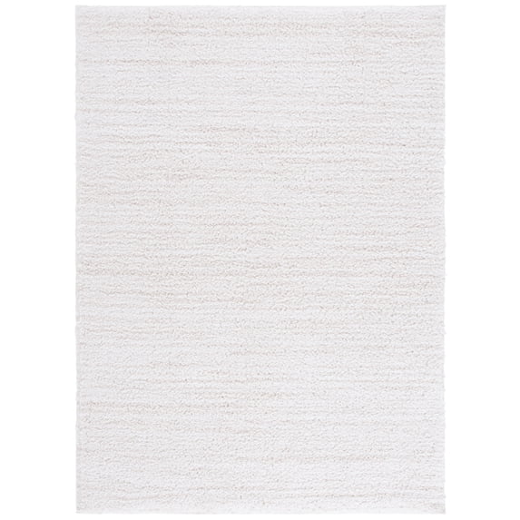 SAFAVIEH Rumi Barrett Striped Polyester Shag Area Rug, Ivory/Light Beige, 8' x 10'