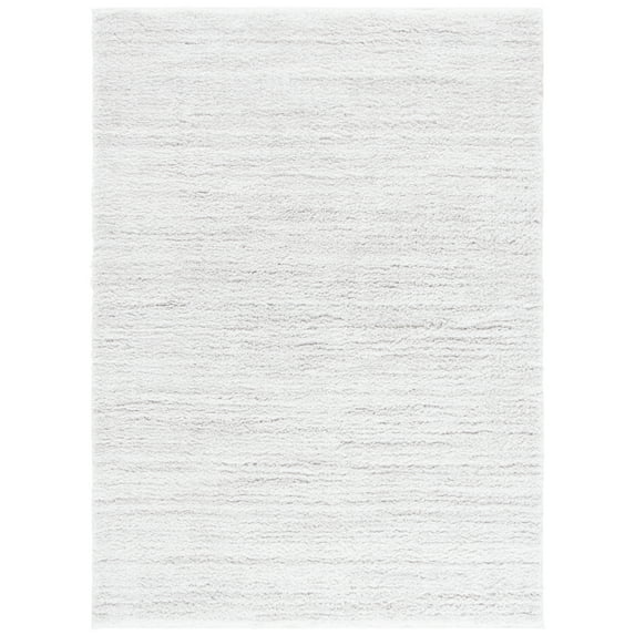 SAFAVIEH Rumi Barrett Striped Polyester Shag Area Rug, Light Gray/Ivory, 8' x 10'