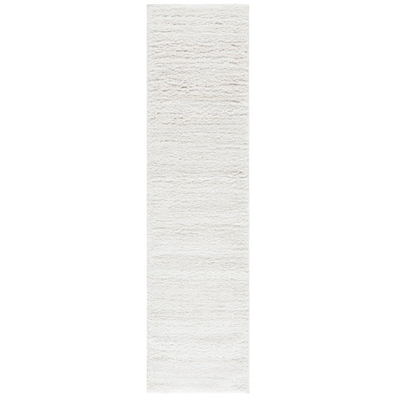 SAFAVIEH Rumi Barrett Striped Polyester Shag Runner Rug, Ivory/Light Beige, 2'2" x 8'
